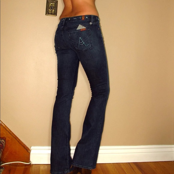7 For All Mankind Womens Jeans Size 25 Crystal A Pocket Flare Stretch Dark Denim - Picture 3 of 9